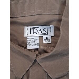 Umberto Frasi Womens 17 32/33 100% Fine Silk Earthy Professional Luxury Shirt